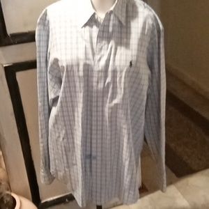 Men's polo blue plaid shirt